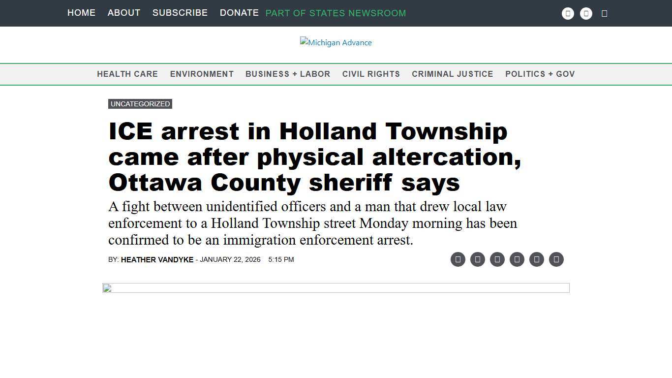ICE arrest in Holland Township came after physical altercation, Ottawa County sheriff says • Michigan Advance