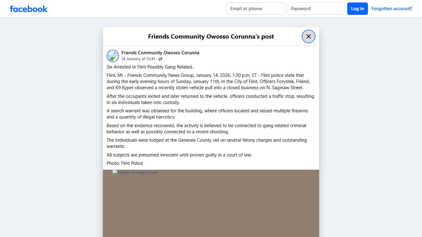 Six Arrested In Flint... - Friends Community Owosso Corunna Facebook